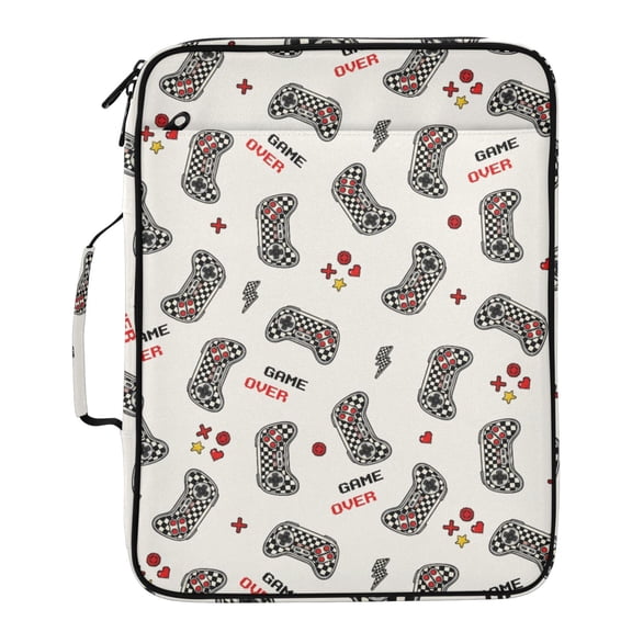 ALAZA Checkered Game Controller Pattern Expanding Accordion File Folder 3 Ring Zipper Binder Organizer Portable Document Bag