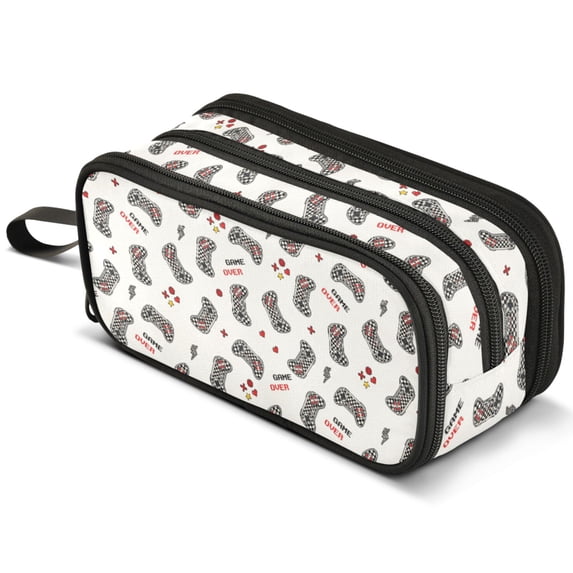 ALAZA Checkered Game Controller Pencil Case Bag Large 3 Compartment Pen ...