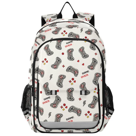 ALAZA Checkered Game Controller School Laptop Backpack Travel Bag Casual Student Bookbag Rucksack