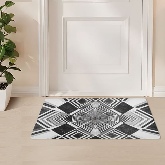 ALAZA Checkered Geometric Plaid Pattern Door Mat Outdoor Indoor Entrance Low Profile Floor Rugs 32"x20"