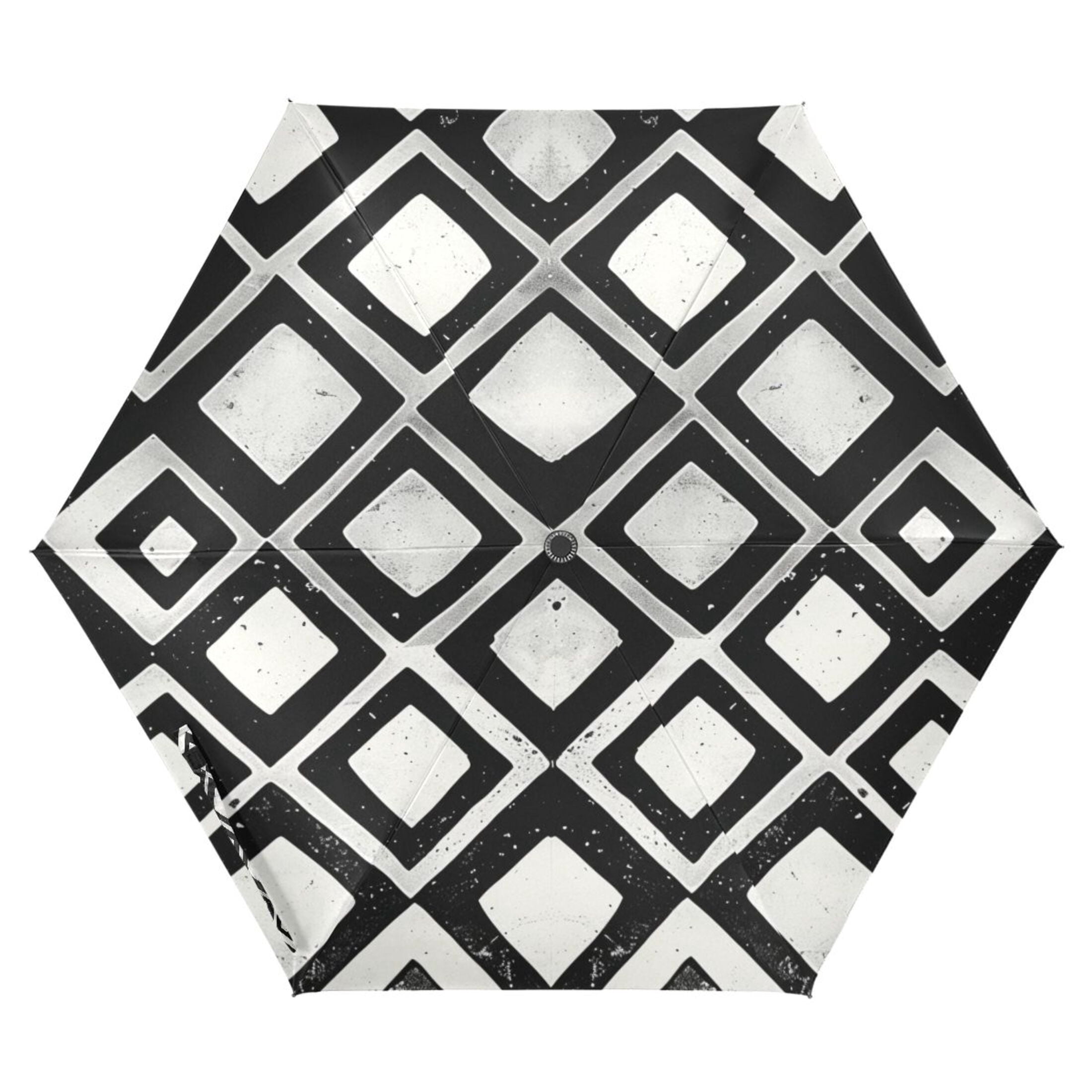 ALAZA Checkered Geometry Plaid Pattern UPF 50+ Compact Folding Umbrella for Rain Travel Umbrella Packable