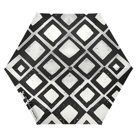 ALAZA Checkered Geometry Plaid Pattern UPF 50+ Compact Folding Umbrella for Rain Travel Umbrella Packable