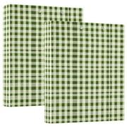 ALAZA Checkered Green Grid Hardcover 3 Ring Binder 1.5" Round Rings Interior Pockets Binders Organizer 2 Pack