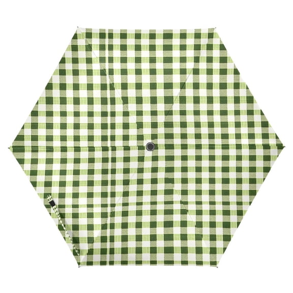 ALAZA Checkered Green Grid UPF 50+ Compact Folding Umbrella for Rain Travel Umbrella Packable