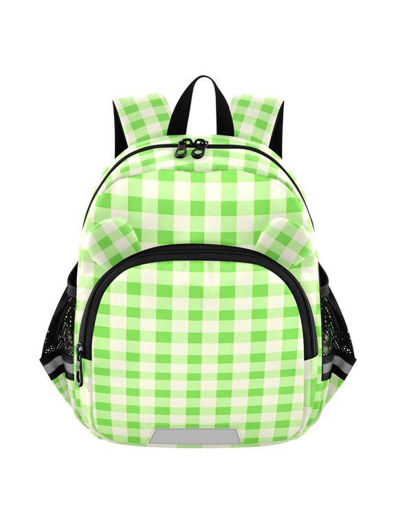Checkered Green Mini Backpack School Bookbag Age 3-7 Small