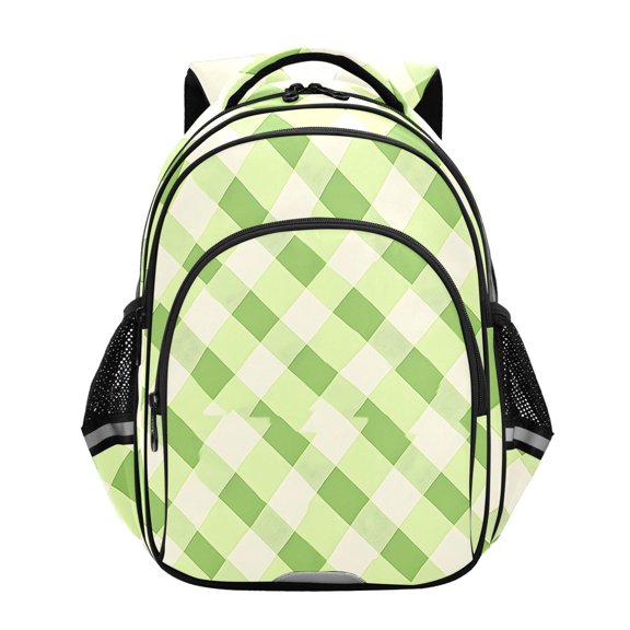 ALAZA Checkered Grid Green School Backpack Elementary Bag Bookbag Travel Rucksack