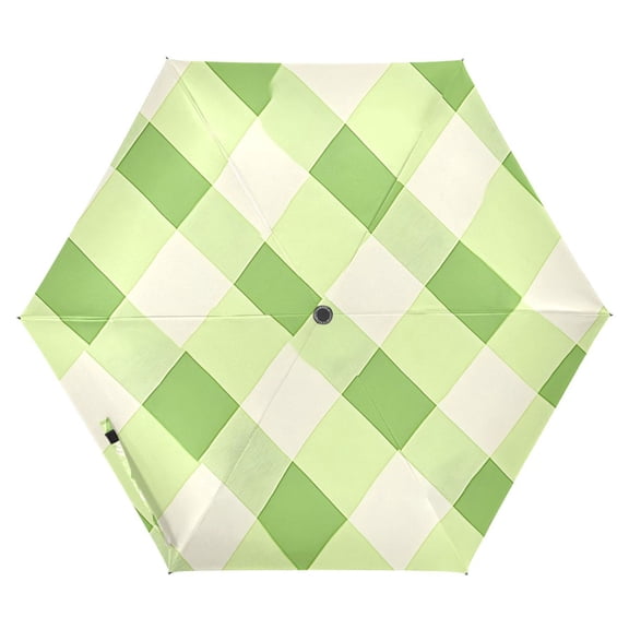 ALAZA Checkered Grid Green UPF 50+ Compact Folding Umbrella for Rain Travel Umbrella Packable