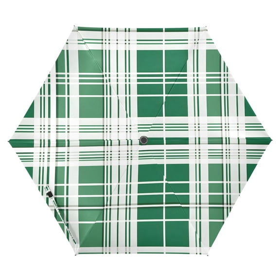ALAZA Checkered Grid Green UPF 50+ Compact Folding Umbrella for Rain Travel Umbrella Packable
