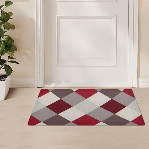 ALAZA Checkered Grid Pattern Door Mat Outdoor Indoor Entrance Low Profile Floor Rugs 32"x20"