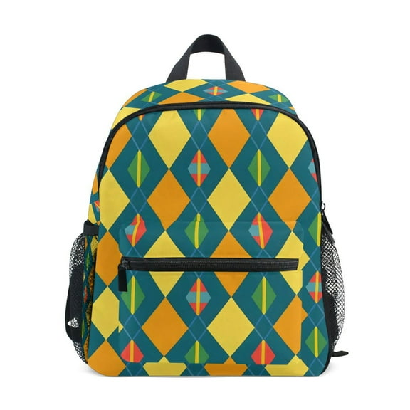 ALAZA Checkered Grid Yellow School Backpack Small Bookbag Mini Bags