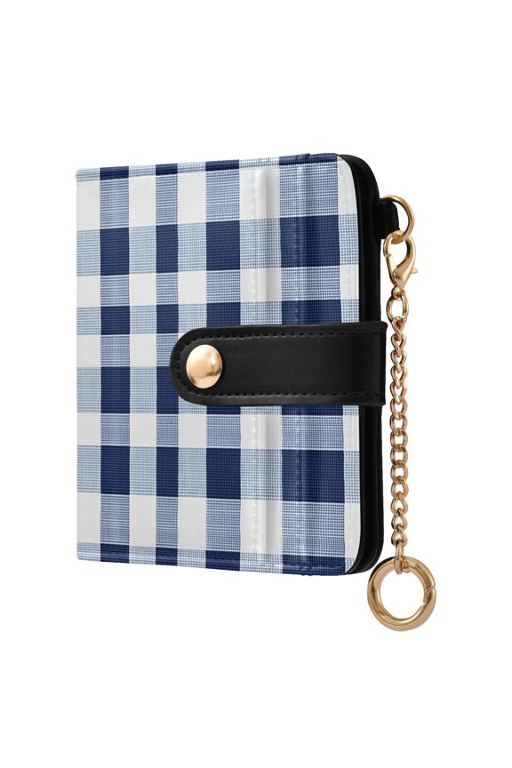 Checkered Grid-a3 Pattern RFID Blocking Bifold Wallet Women Compact Card Holder with ID Window Zipper Coin Pocket
