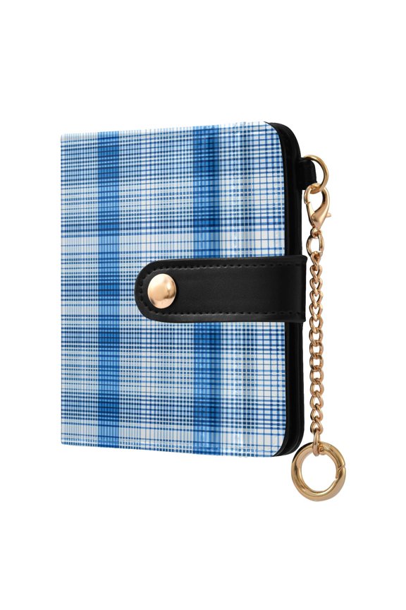 Checkered Grid-a7 Pattern RFID Blocking Bifold Wallet Women Compact Card Holder with ID Window Zipper Coin Pocket