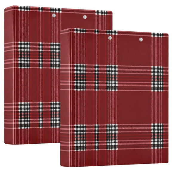 ALAZA Checkered Grid-b5 Hardcover 3 Ring Binder 1.5" Round Rings Interior Pockets Binders Organizer 2 Pack