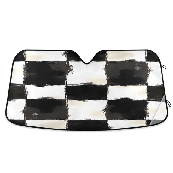 ALAZA Checkered Grid-d1 Windshield Sun Shade Car Foldable Sun Visor Block UV Rays Protector 53"x23.5"