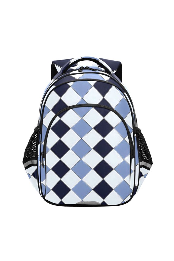 Checkered Grid-d2 School Backpack Elementary Bag Bookbag Travel Rucksack