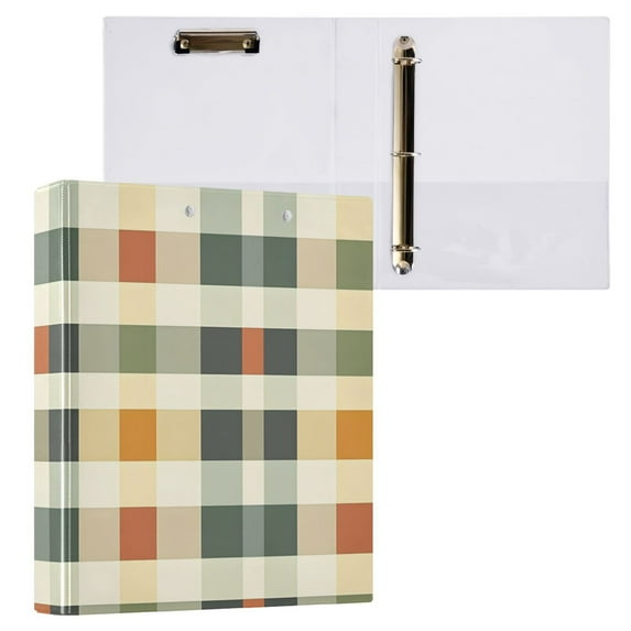 ALAZA Checkered Pattern-6 Hardcover 3 Ring Binder 1.5" Round Rings Interior Pockets Binders Organizer 1 Pack