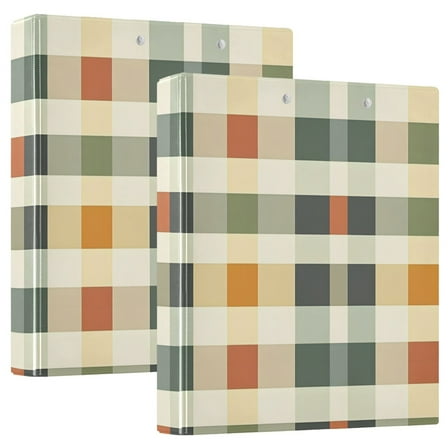 ALAZA Checkered Pattern-6 Hardcover 3 Ring Binder 1.5" Round Rings Interior Pockets Binders Organizer 2 Pack