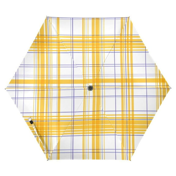 ALAZA Checkered Plaid Print UPF 50+ Compact Folding Umbrella for Rain Travel Umbrella Packable