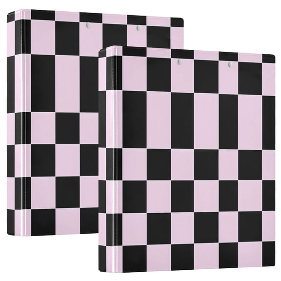 ALAZA Checkered Print Hardcover 3 Ring Binder 1.5" Round Rings Interior Pockets Binders Organizer 2 Pack