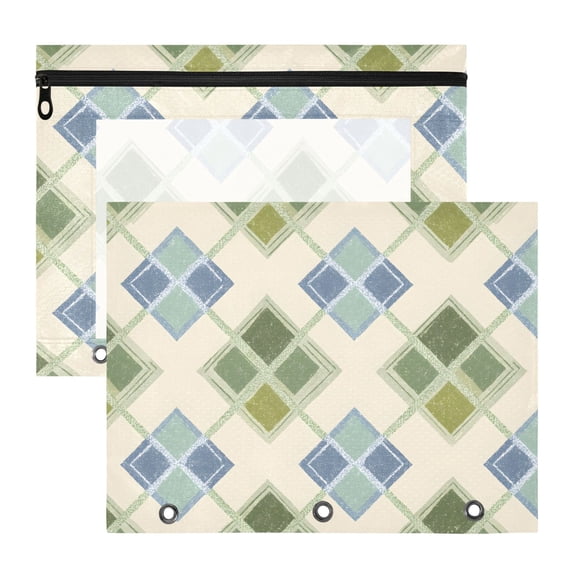 ALAZA Checkered Retro Pattern Pencil Pouch 3 Ring Binder with Clear ...