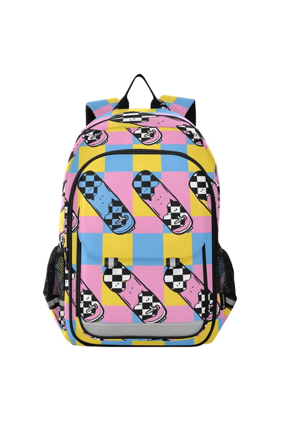 Checkered Skate Texture Laptop Backpack Purse Travel Bag Casual School Bookbag Rucksack for Women Men