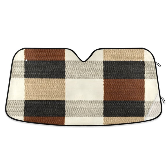 ALAZA Checkered Windshield Sun Shade Car Foldable Sun Visor Block UV Rays Protector 53"x23.5"