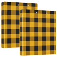 thumbnail image 1 of ALAZA Checkered Yellow Grid Print Hardcover 3 Ring Binder 1.5" Round Rings Interior Pockets Binders Organizer 2 Pack, 1 of 1