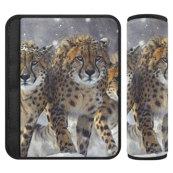 ALAZA Cheetahs and Snowflakes in Winter Car Seat Belt Adjuster Neck Covers Shoulder Cushions Pads S