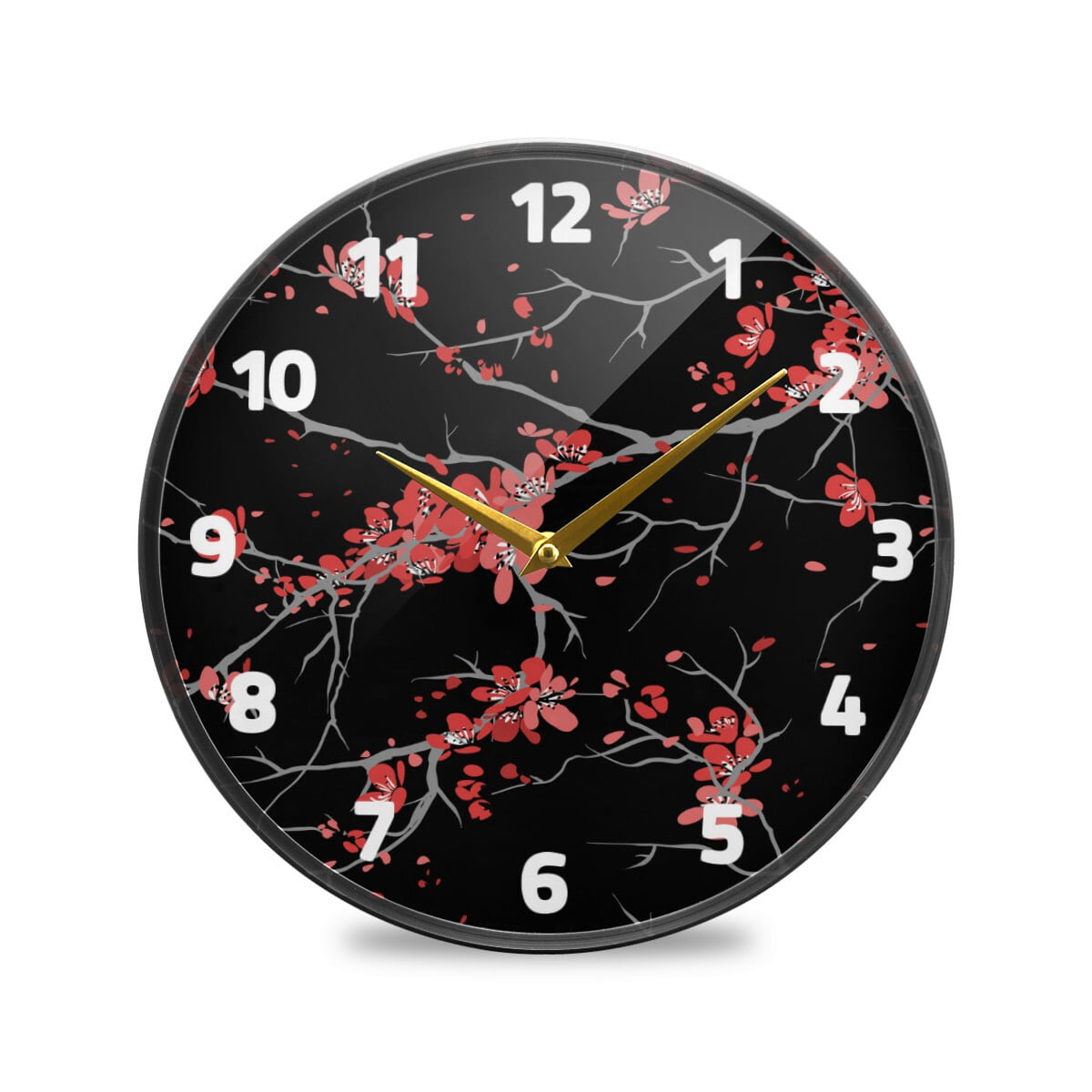 ALAZA Cherry Blossom Sakura Flower Floral Wall Clock Battery Operated ...