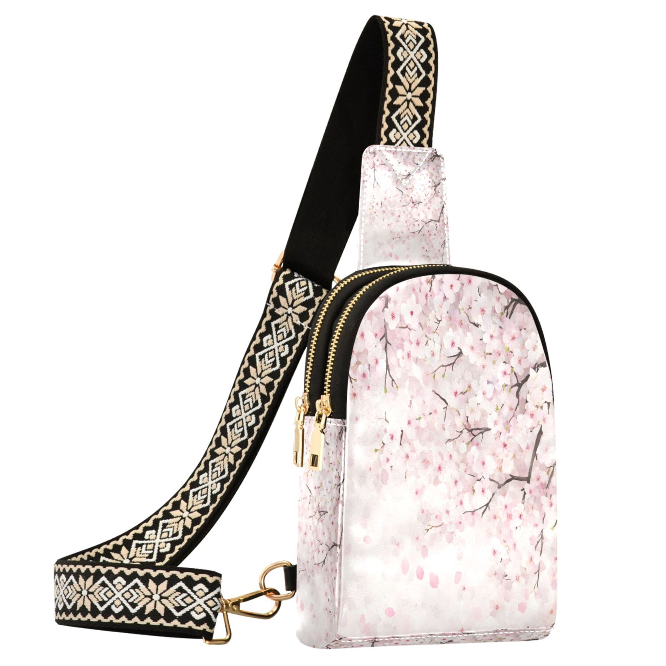 ALAZA Cherry Blossom Sling Bag for Women Men Waterproof Crossbody Chest Bags