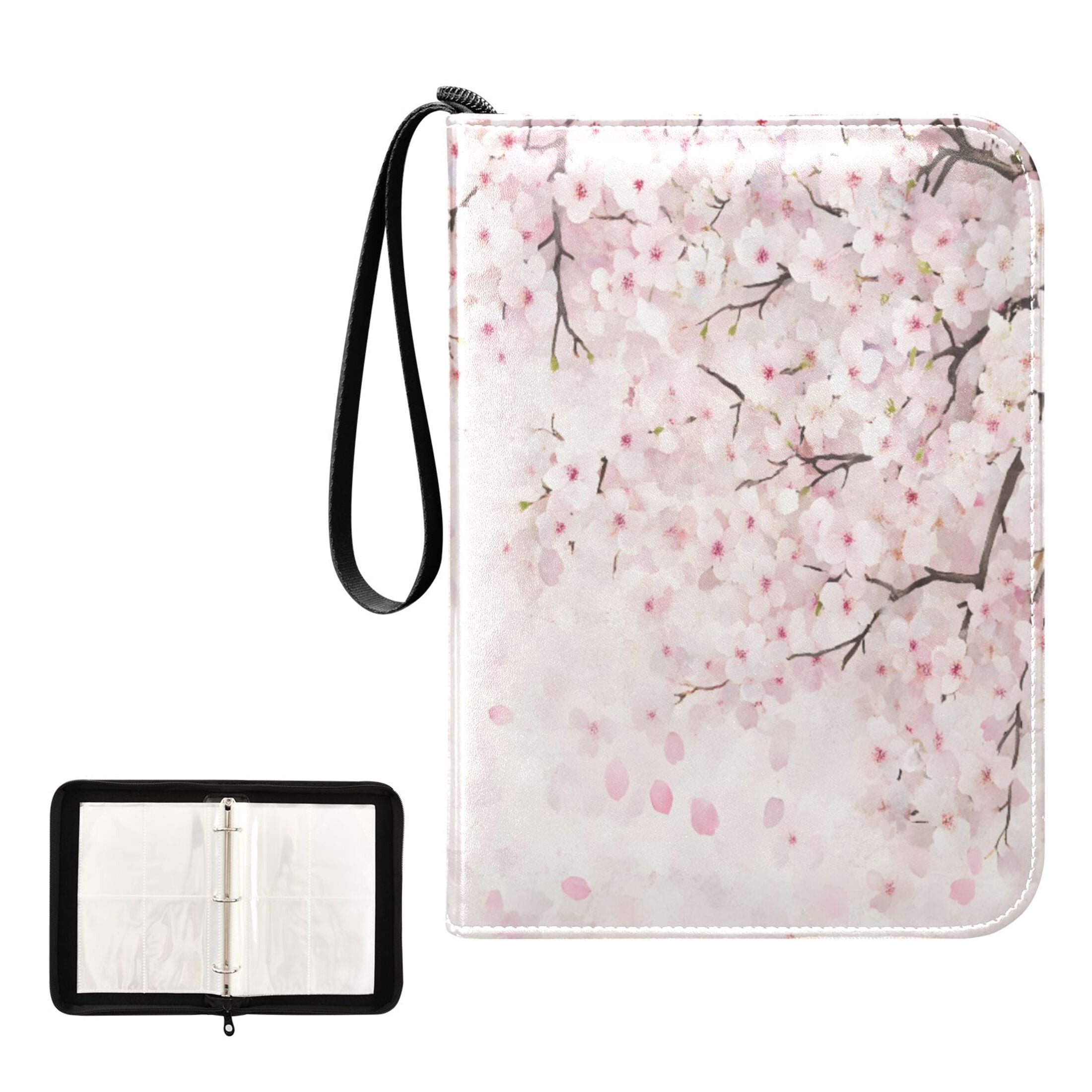 ALAZA Cherry Blossom Trading Card Binder 4 Pocket Cards Collection Album 400 Folder Holder