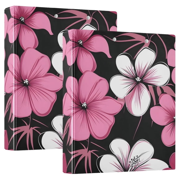 ALAZA Cherry Flower-a2 Hardcover 3 Ring Binder 1.5" Round Rings Interior Pockets Binders Organizer 2 Pack