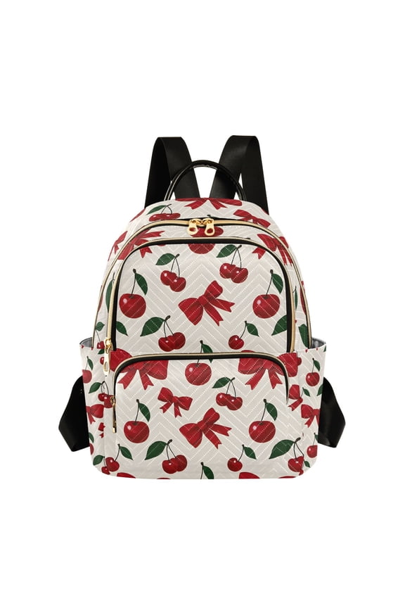 Cherry Fruits Bow Womens Travel Laptop Backpack Large Daypack Ladies Shoulder Bags S
