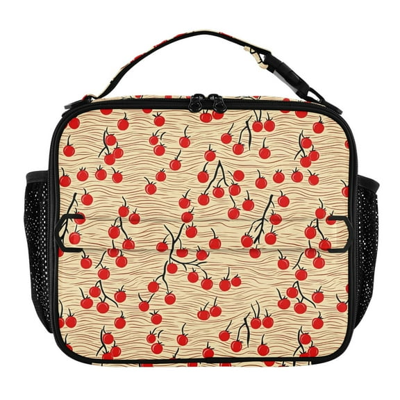 ALAZA Cherry Wave Pattern Lunch Box Insulated Lunch Bag Cooler Tote with Shoulder Strap
