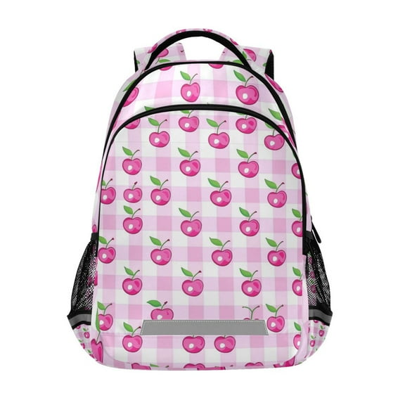 ALAZA Cherry on Checkered Backpack Elementary School Bag Bookbag Travel Rucksack
