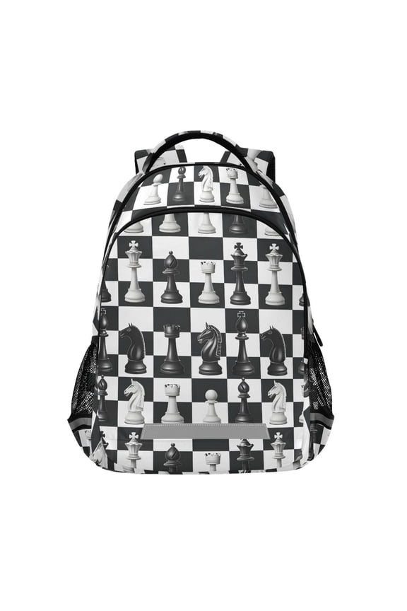 Chess Checkered Pattern Plaid Backpack Elementary School Bag Bookbag Travel Rucksack