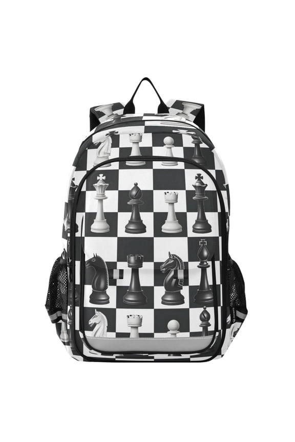Chess Checkered Pattern Plaid Laptop Backpack Purse Travel Bag Casual School Bookbag Rucksack for Women Men