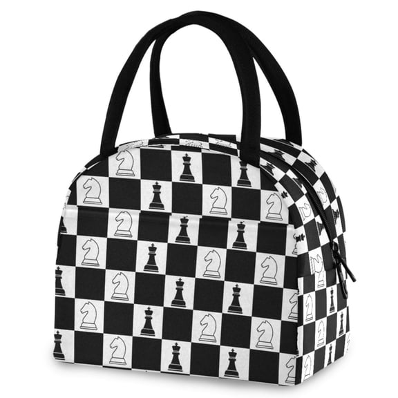 ALAZA Chess on Checkered Insulated Lunch Box Reusable Cooler Tote Bag Work Office Picnic