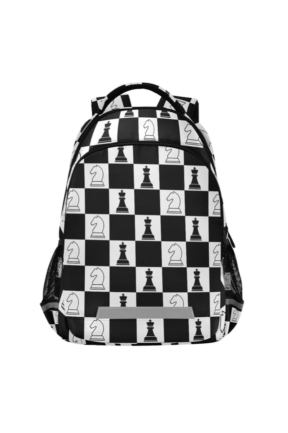 Chess on Checkered Pattern Backpack Elementary School Bags Student Bookbag Travel Rucksack
