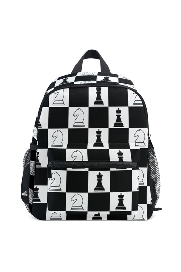 Chess on Checkered Pattern School Backpack Student Bookbag Mini Bag