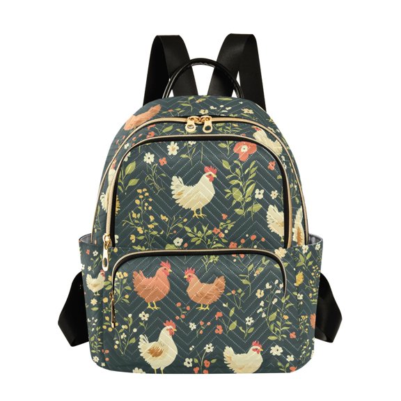 ALAZA Chicken Flower Womens Travel Laptop Backpack Large Daypack Ladies Shoulder Bags S