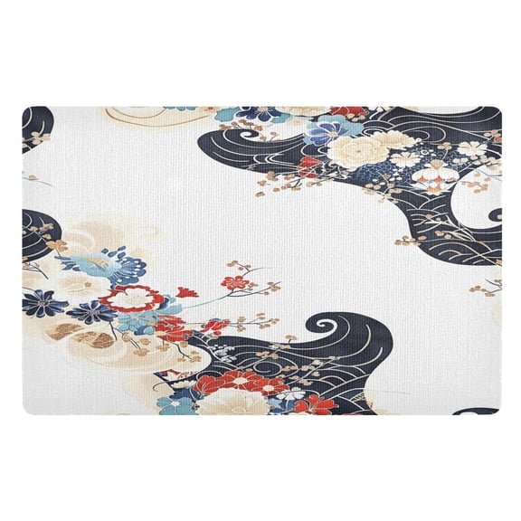 ALAZA Chinese Arabesque Pattern Door Mats Outdoor Indoor Entrance Low Profile Floor Rugs 32"x20" Carpet