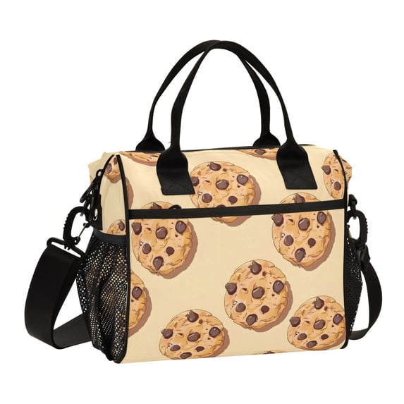 ALAZA Chocolate Chip Cookies Insulated Lunch Bag Reusable Tote Box Adjustable Shoulder Strap for Work Picnic