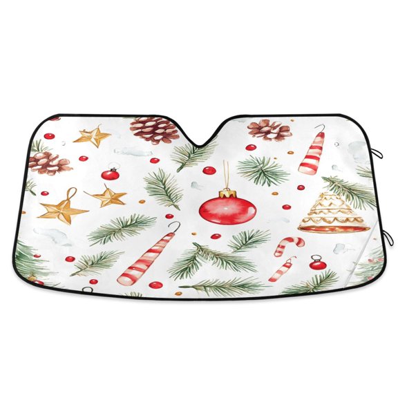 ALAZA Christmas Ball Stars Windshield Sun Shade Car Foldable Visor Block UV Rays Protector 53"x23.5"