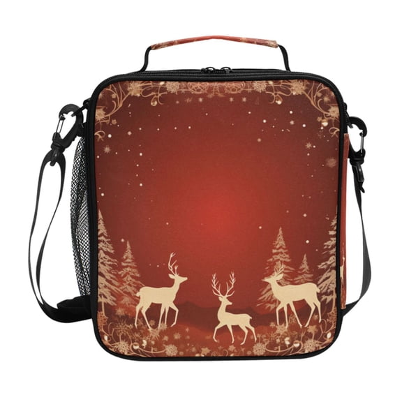 ALAZA Christmas Deers Lunch Box Insulated Lunch Bag Reusable Thermal Cooler Tote School Picnic