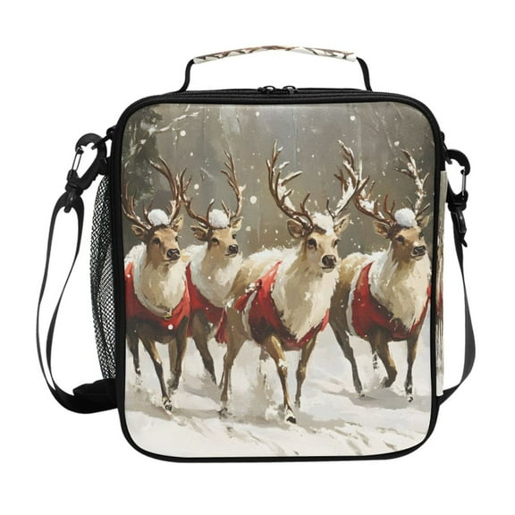 ALAZA Christmas Deers on Winter Lunch Box Insulated Lunch Bag Reusable Thermal Cooler Tote School Picnic