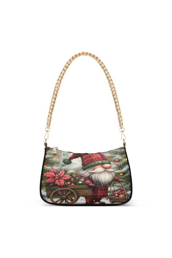 Christmas Gnome Winter Balls Women's Chain Shoulder Bag Hobo Handbag Tote Crossbody Purse