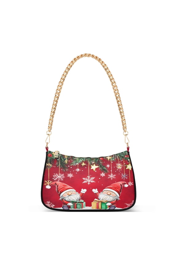 Christmas Gnome Women's Chain Shoulder Bag Hobo Handbag Tote Crossbody Purse