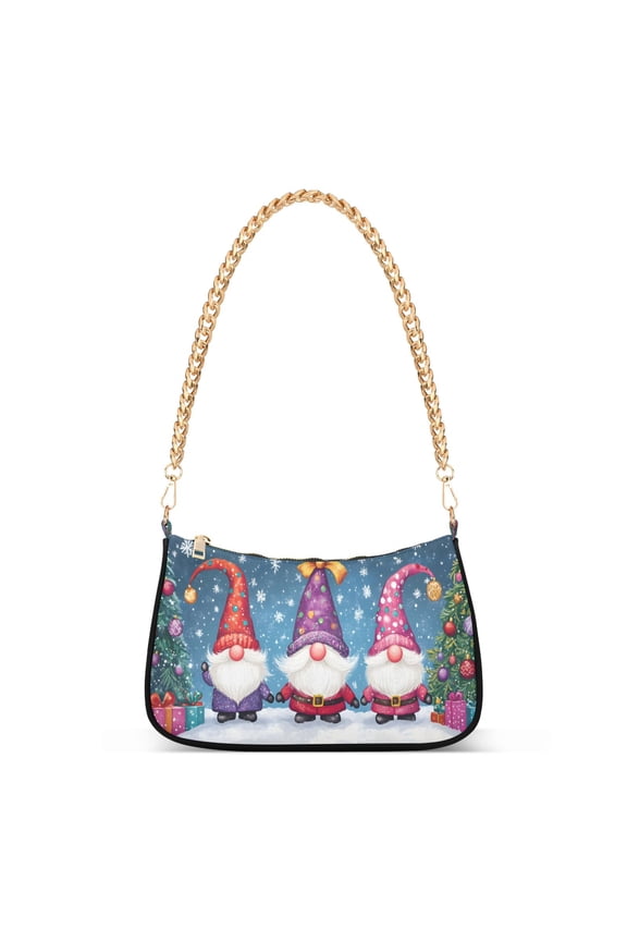 Christmas Gnomes Women's Chain Shoulder Bag Hobo Handbag Tote Crossbody Purse