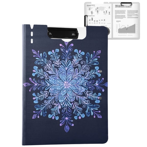 ALAZA Christmas Hand Draw Snowflake A4 Foldable Clipboard 360 Degree Folder Binder